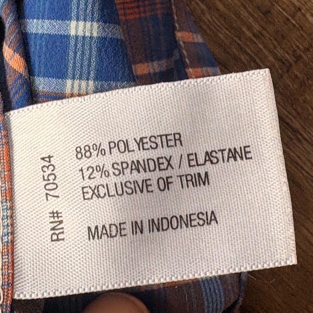 Orvis Mens XXL Active Fit Short Sleeve Plaid Western Snap Shirt Blue Orange - Picture 4 of 8